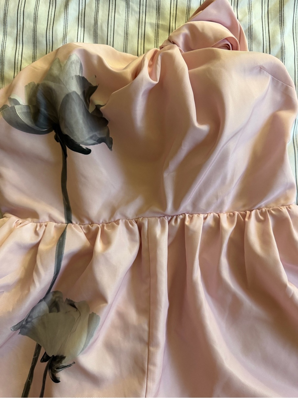 Strapless Pink Floral Satin dress